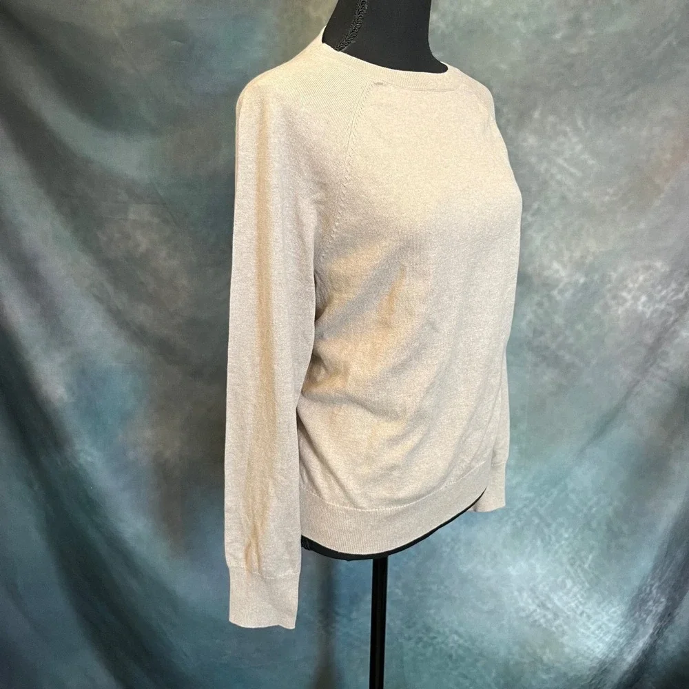 J. Crew The Cotton Cashmere‎ Sweater Long Sleeve Crew Neck Neutral Size Small